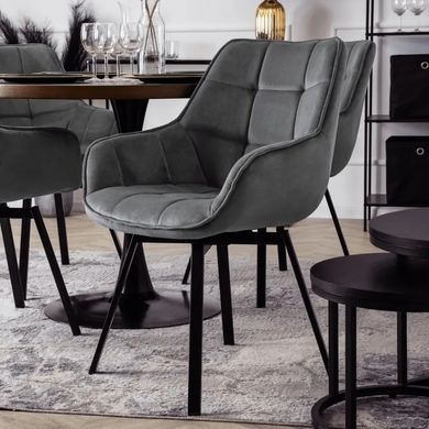 Стул поворотный бархатный MEBEL ELITE LUNA Velvet Серый фотография