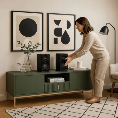 ТВ Тумба MEBEL ELITE MARCOS 155 Зелений/Золото фотографія