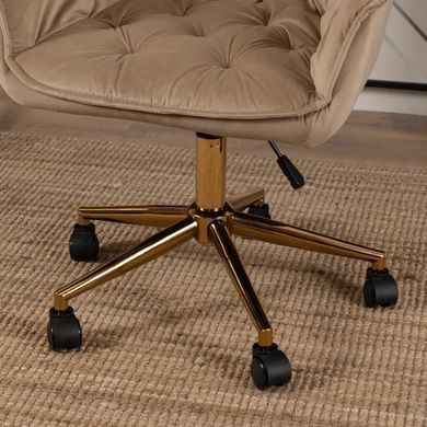 Стул офисный поворотный бархатный MEBEL ELITE MILAN Velvet Бежевый / Золотой фотография