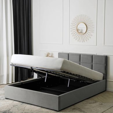 Ліжко оксамитове MEBEL ELITE MANDA Velvet 160x200 см Сірий фотографія