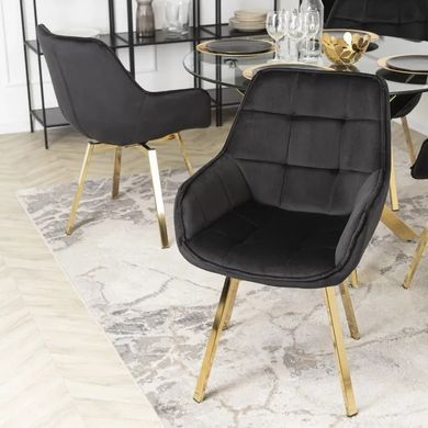 Стул бархатный поворотный MEBEL ELITE MIA Velvet Черный фотография