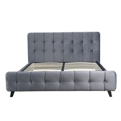 Кровать двуспальная бархатная MEBEL ELITE LINO Velvet 160x200 см Серый фотография