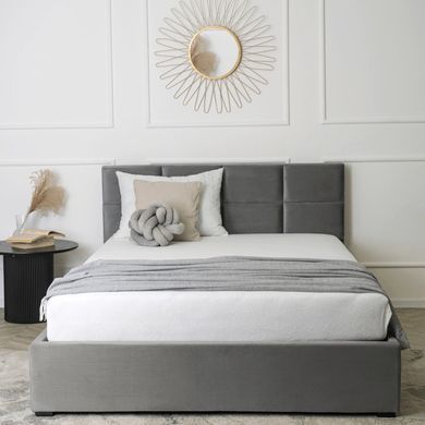 Ліжко оксамитове MEBEL ELITE MANDA Velvet 160x200 см Сірий фотографія