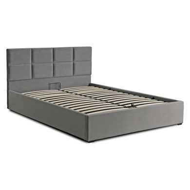 Ліжко оксамитове MEBEL ELITE MANDA Velvet 160x200 см Сірий фотографія