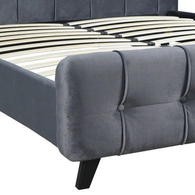 Кровать двуспальная бархатная MEBEL ELITE LINO Velvet 160x200 см Серый фотография