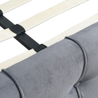 Кровать двуспальная бархатная MEBEL ELITE LINO Velvet 160x200 см Серый фотография