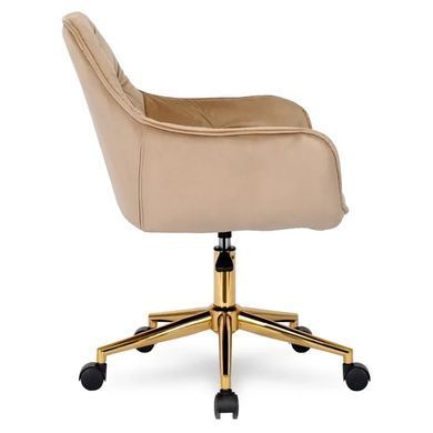 Стул офисный поворотный бархатный MEBEL ELITE MILAN Velvet Бежевый / Золотой фотография