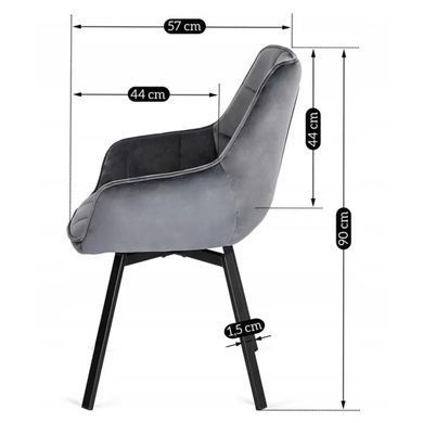 Стул поворотный бархатный MEBEL ELITE LUNA Velvet Серый фотография