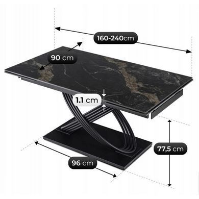 Стол раскладной MEBEL ELITE IBIZA 160(240)х90 см Черный фотография