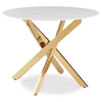 Стол MEBEL ELITE BALI 100х100 см Белый/Золото фотография