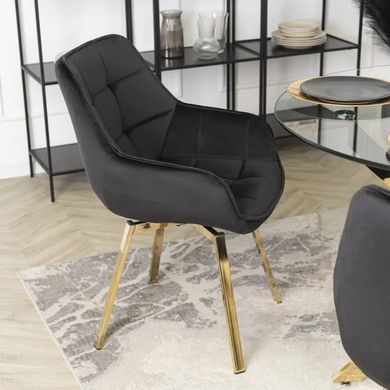 Стул бархатный поворотный MEBEL ELITE MIA Velvet Черный фотография