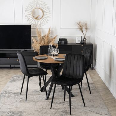 Стіл MEBEL ELITE LAUREN 80X80 Дуб золотий/ чорний фотографія
