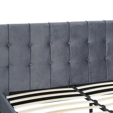 Кровать двуспальная бархатная MEBEL ELITE LINO Velvet 160x200 см Серый фотография