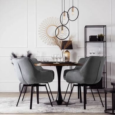Стул поворотный бархатный MEBEL ELITE LUNA Velvet Серый фотография