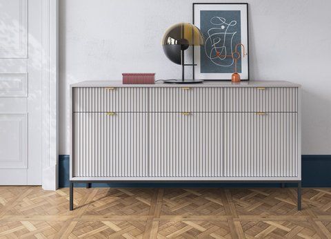 Комод Perfect Home Нова / Nova 3-дверний з 3 шухлядами і чорними ніжками KSZ154 Сірий фотографія