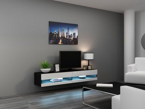 ТВ Тумба VIGO RTV Cama 180 New Черный Мат / Белый Глянец фотография