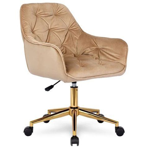 Стул офисный поворотный бархатный MEBEL ELITE MILAN Velvet Бежевый / Золотой фотография