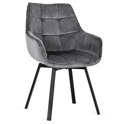 Стул поворотный бархатный MEBEL ELITE LUNA Velvet Серый фотография