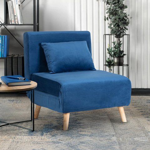 Кресло раскладное MEBEL ELITE MARRY Velvet Синий фотография