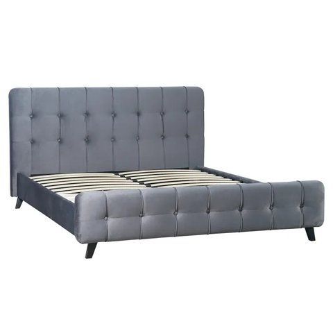 Кровать двуспальная бархатная MEBEL ELITE LINO Velvet 160x200 см Серый фотография
