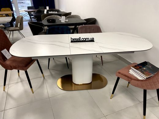 Стіл розкладний TML-828 VETRO 160(200)x90 Білий Мармур / Золото фотографія