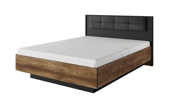 Ліжко з 2 тумбами СТОКГОЛЬМ Prestol 160x200 Каштан / Антрацит без основи під матрац фотографія