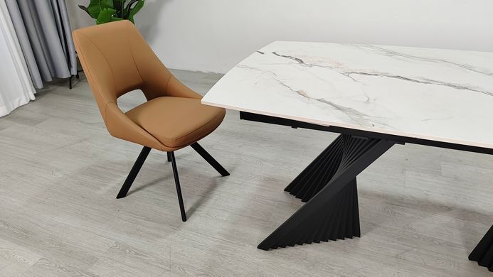 Стіл розкладний EDMUND CERAMIC Intarsio 160(240)*90 білий мат/чорний фотографія