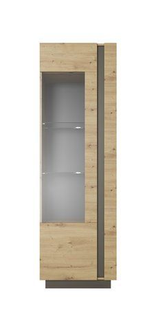 Витрина высокая Perfect Home Арко / Arco 1-дверная 1D1W/60 Дуб артизан/графит фотография