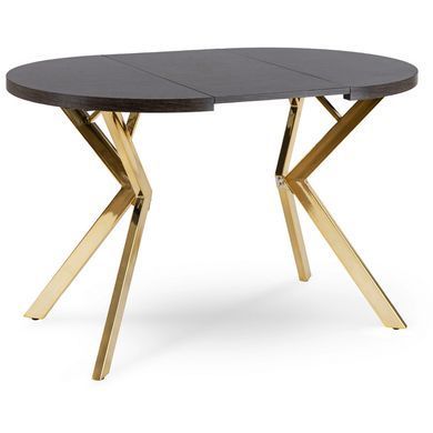 Стіл розкладний круглий MEBEL ELITE DORIAN 80(160)х80 см Чорний/золотий фотографія