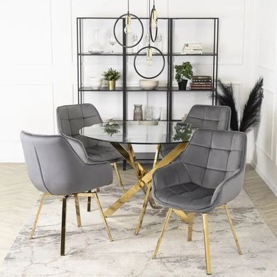 Стул бархатный поворотный MEBEL ELITE MIA Velvet Серый фотография