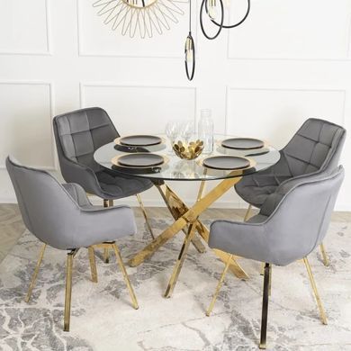 Стул бархатный поворотный MEBEL ELITE MIA Velvet Серый фотография