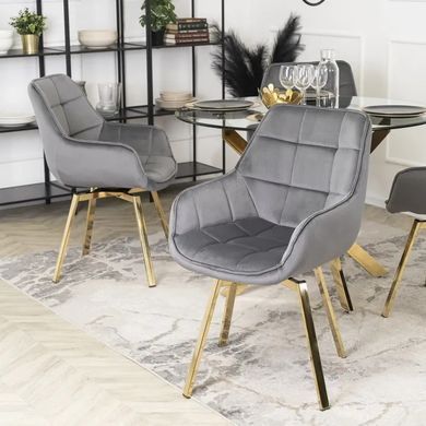 Стул бархатный поворотный MEBEL ELITE MIA Velvet Серый фотография