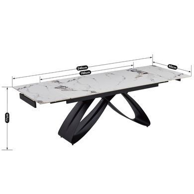 Стіл розкладний MEBEL ELITE LUIGI 160(240)х90 см Білий мармур/Чорний фотографія