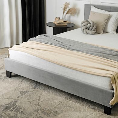 Ліжко оксамитове MEBEL ELITE BUENO Velvet 160x200 см Сірий фотографія