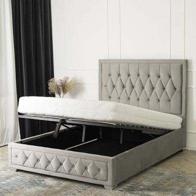 Ліжко двоспальне оксамитове MEBEL ELITE EVAN Velvet 140x200 см Сірий фотографія