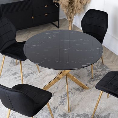 Стіл MEBEL ELITE BALI 100х100 см Чорний/Золото фотографія