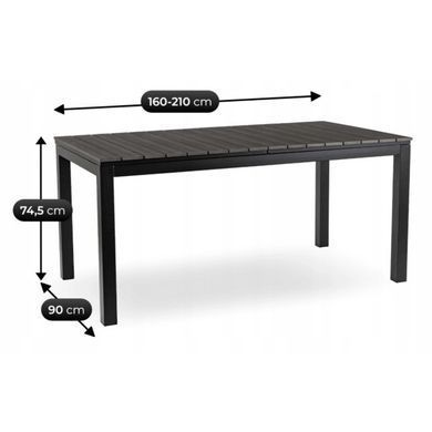 Стіл Розкладний обідній ARGOS MEBEL ELITE 160(210)х90 Темний дуб /чорний фотографія