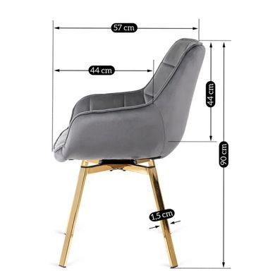 Стул бархатный поворотный MEBEL ELITE MIA Velvet Серый фотография
