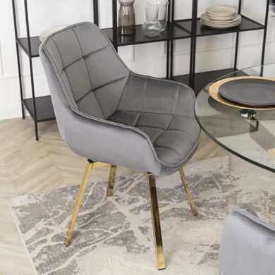 Стул бархатный поворотный MEBEL ELITE MIA Velvet Серый фотография