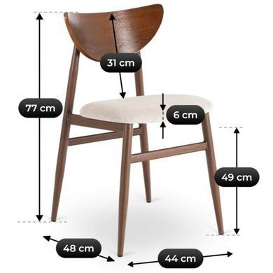 Стул MEBEL ELITE BRAGA Беж/Орех фотография