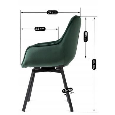 Стілець поворотний оксамитовий MEBEL ELITE LUNA Velvet Зелений фотографія