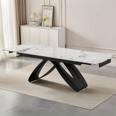 Стіл розкладний MEBEL ELITE LUIGI 160(240)х90 см Білий мармур/Чорний фотографія