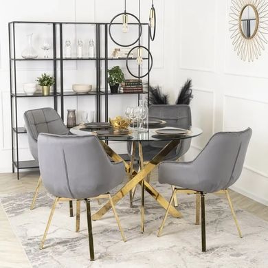 Стул бархатный поворотный MEBEL ELITE MIA Velvet Серый фотография