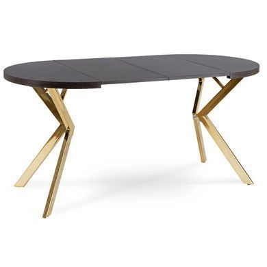 Стіл розкладний круглий MEBEL ELITE DORIAN 80(160)х80 см Чорний/золотий фотографія