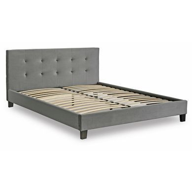 Ліжко оксамитове MEBEL ELITE BUENO Velvet 160x200 см Сірий фотографія