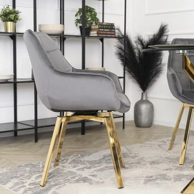 Стул бархатный поворотный MEBEL ELITE MIA Velvet Серый фотография