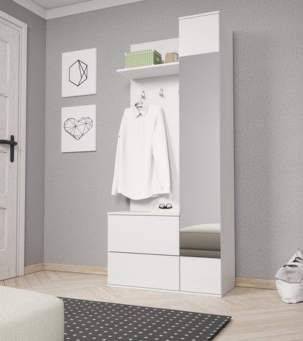 Прихожая с зеркалом Perfect Home Грин/Green 3-дверная Белая фотография