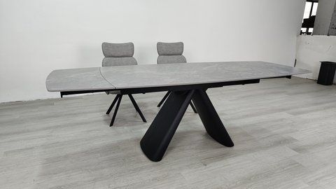 Стол раскладной GREYSON CERAMIC Intarsio 160(240)*90 серый мат/черный фотография