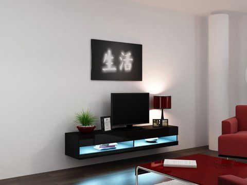 ТВ Тумба VIGO RTV Cama 180 New Черный Мат / Черный Глянец фотография