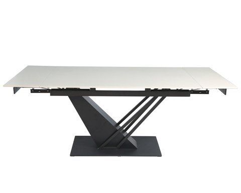 Стол раскладной FERNANDO CERAMIC Intarsio 140(200)*90 бежевый/черный фотография